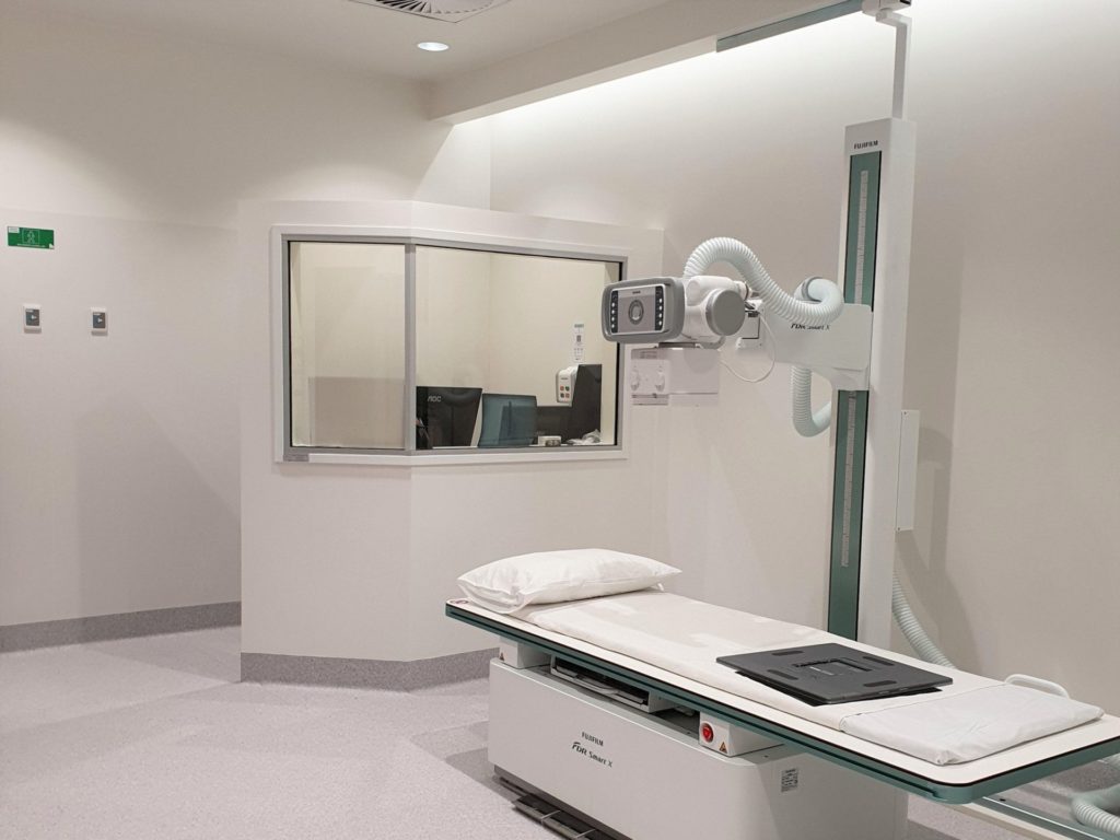 Radiology room showing observation room