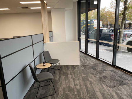 Break out space with a view to the street - Office fit out Melbourne